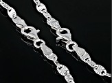 Sterling Silver 3mm Diamond-Cut Valentino Link Bracelet Set of 2