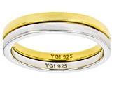 Rhodium Over Sterling Silver & 18k Yellow Gold Over Sterling Silver 2mm Band Ring Set of 2