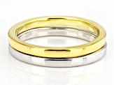 Rhodium Over Sterling Silver & 18k Yellow Gold Over Sterling Silver 2mm Band Ring Set of 2