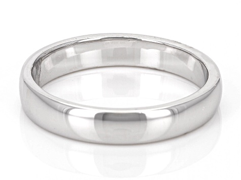 Rhodium Over Sterling Silver 4mm Band Ring