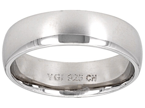 Rhodium Over Sterling Silver 6mm Band Ring