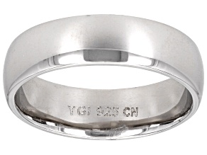 Rhodium Over Sterling Silver 6mm Band Ring