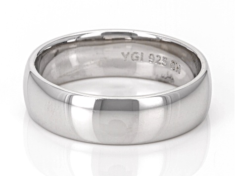 Rhodium Over Sterling Silver 6mm Band Ring