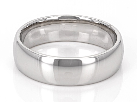 Rhodium Over Sterling Silver 6mm Band Ring