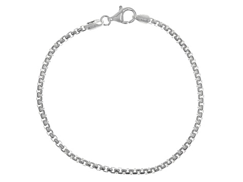 Sterling Silver 2.5mm Round Box Link Bracelet