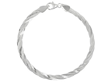 Picture of Sterling Silver 4mm Diamond-Cut Braided Herringbone Link Bracelet