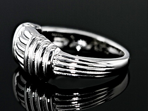 Rhodium Over Sterling Silver Textured Graduated Band Ring