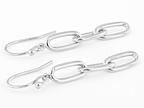Sterling Silver Paperclip Link Dangle Earrings