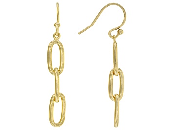 Picture of 18k Yellow Gold Over Sterling Silver Paperclip Link Dangle Earrings