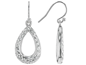 Sterling Silver Diamond-Cut Teardrop Dangle Earrings