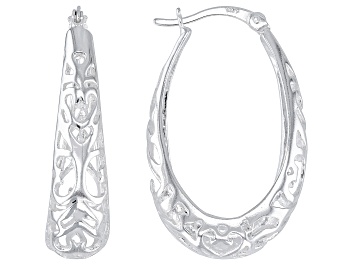 Picture of Sterling Silver 1 1/4" Filigree Oval Hoop Earrings