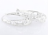 Sterling Silver 1 1/4" Filigree Oval Hoop Earrings