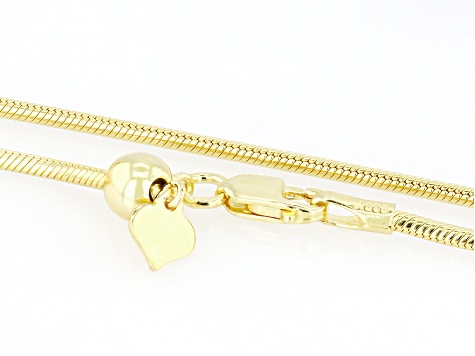 18k Yellow Gold Over Sterling Silver 1.5mm Sliding Adjustable Snake 24 Inch Chain