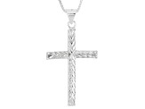 Sterling Silver Diamond-Cut Cross Pendant Box Link 18 Inch Necklace