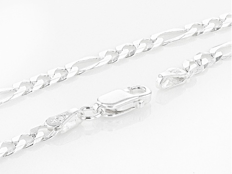 Sterling Silver Diamond-Cut Figaro & Criss Cross Link 18 Inch Chain Set of 2