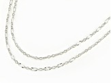 Sterling Silver 2.6mm Diamond-Cut Paperclip Station 18 & 20 Inch Chain Set Of 2