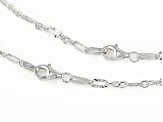 Sterling Silver 2.6mm Diamond-Cut Paperclip Station 18 & 20 Inch Chain Set Of 2