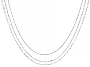 Sterling Silver 18" Cable, 20" Criss-Cross and 22" Rope Chain Set of 3