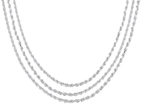 Sterling Silver 1mm 18", 20" and 22" Rope Chain Set of 3