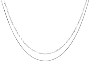 Sterling Silver 1mm Snake and 1mm Cable Chain Set of 2