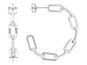 Sterling Silver Link J-Hoop Earrings