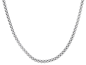 Rhodium Over Sterling Silver 1.6mm Adjustable Popcorn Chain Necklace