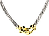 Sterling Silver with 14k Yellow Gold Over Sterling Silver and Black Spinel Popcorn Chain Necklace
