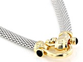 Sterling Silver with 14k Yellow Gold Over Sterling Silver and Black Spinel Popcorn Chain Necklace