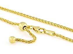 18k Yellow Gold Over Sterling Silver 1.8mm Adjustable Wheat Chain