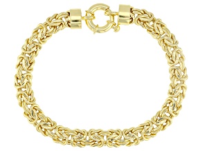 18k Yellow Gold Over Sterling Silver 8mm Flat Byzantine Bracelet