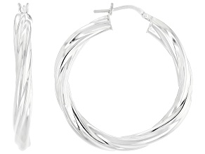 Sterling Silver 1.5" Polished Twist Hoop Earrings