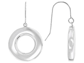 Rhodium Over Sterling Silver Circle Earring on French Wire