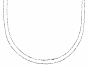 Sterling Silver 0.85mm Greek Box 16" and 18" Chain Set of 2