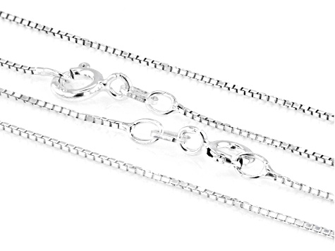 Sterling Silver 0.85mm Greek Box 16" and 18" Chain Set of 2