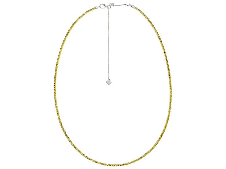 18k Yellow Gold Over Sterling Silver 2mm Diamond Cut Omega Necklace