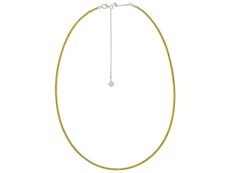 18k Yellow Gold Over Sterling Silver 2mm Diamond Cut Omega Necklace