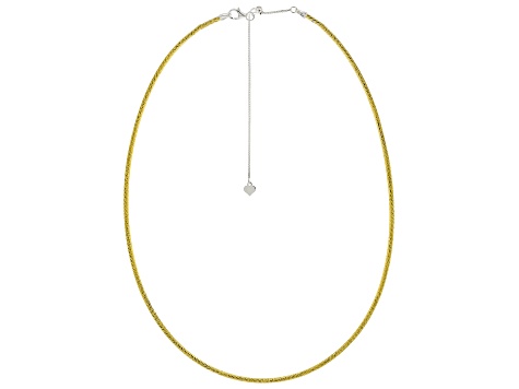 18k Yellow Gold Over Sterling Silver 2mm Diamond Cut Omega Necklace