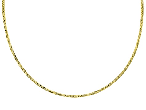 18k Yellow Gold Over Sterling Silver 2mm Diamond Cut Omega Necklace