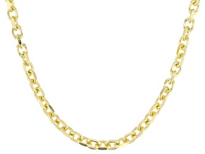18k Yellow Gold Over Sterling Silver 2.5mm Diamond Cut Mariner Chain