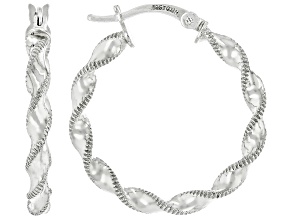 Rhodium Over Sterling Silver 3mm, 1.5" Twisted Hoop Earrings