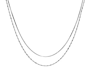 Sterling Silver 1mm 18" Bead and 20" Diamond Cut Snake Chain Set of 2