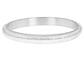 Platinum Over Sterling Silver 8.85mm Brushed Bangle Bracelet