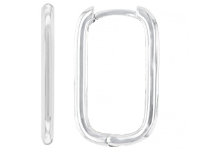 Sterling Silver 0.75" Rectangular Hoop Earrings