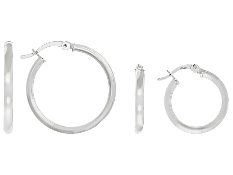 Sterling Silver 18mm Hoop, 25mm Hoop and 7mm Ball Earring Set of 3