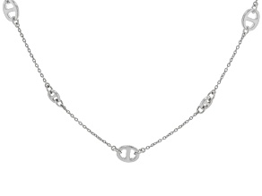 Sterling Silver Polished Mariner 15.5 Inch Station Necklace