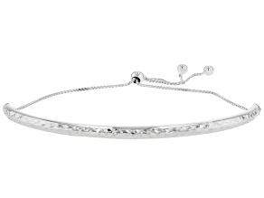 Sterling Silver Diamond Cut Curved Bar Adjustable Bolo Bracelet