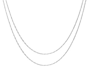 Sterling Silver .8mm Diamond Cut Cardano 16" & 18" Chain Set