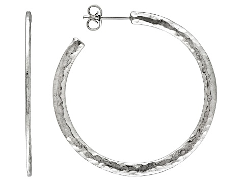 Sterling Silver Hammered Hoop Earrings Dtd021 Jtv Sterling Silver Hammered Hoop Earrings