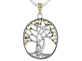 Sterling Silver and 18K Yellow Gold Tree of Life Pendant With 18 Inch Chain