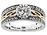 White Cubic Zirconia Sterling Silver and 10K Yellow Gold Brave Heart Ring